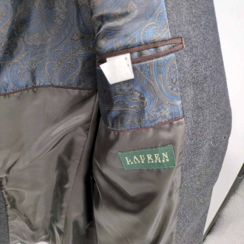 Lauren Ralph Lauren Mens Wool Cashmere Blazer‎ Dark Gray Size 44L Quiet Luxury